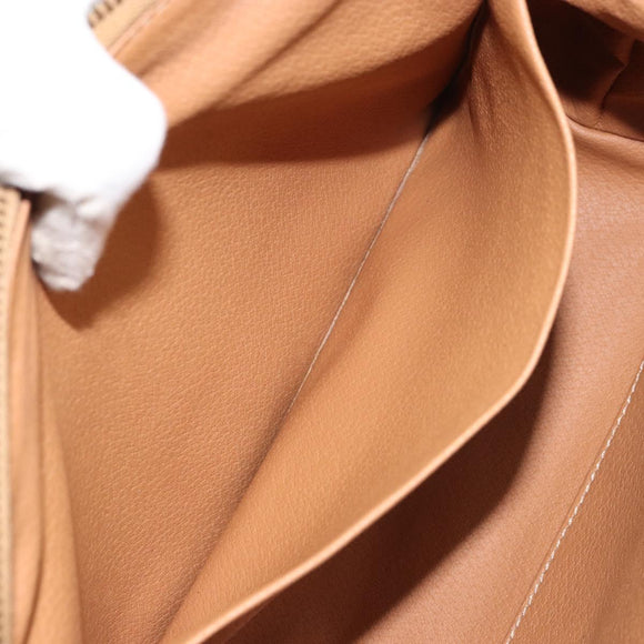 CELINE Macadam Canvas Pouch PVC Leather Brown Gold Auth fm4982