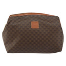 CELINE Macadam Canvas Pouch PVC Leather Brown Gold Auth fm4982-2
