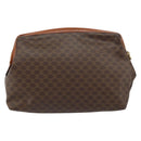 CELINE Macadam Canvas Pouch PVC Leather Brown Gold Auth fm4982-3