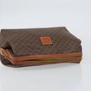 CELINE Macadam Canvas Pouch PVC Leather Brown Gold Auth fm4982-6