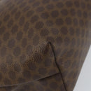 CELINE Macadam Canvas Pouch PVC Leather Brown Gold Auth fm4982-9