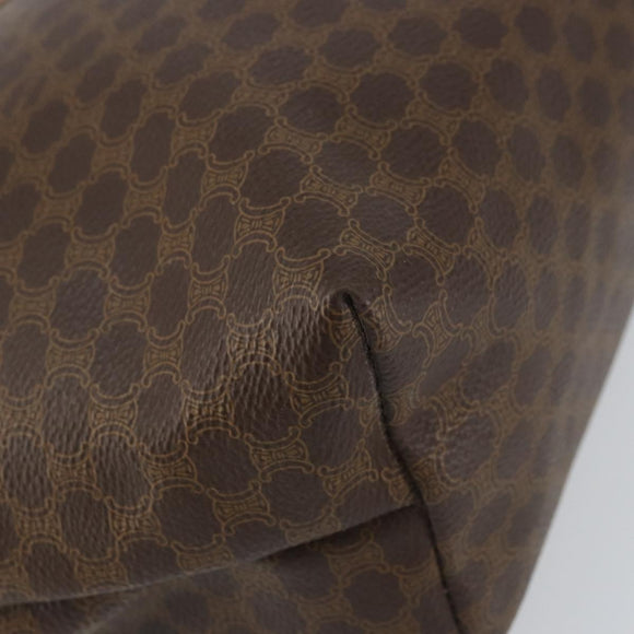 CELINE Macadam Canvas Pouch PVC Leather Brown Gold Auth fm4982