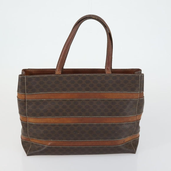 CELINE Macadam Canvas Shoulder Bag PVC Leather 3 Set Red Brown Auth fm4983