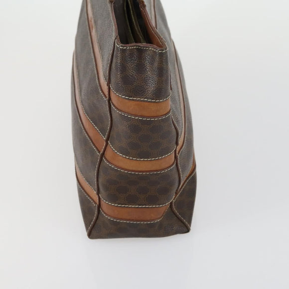 CELINE Macadam Canvas Shoulder Bag PVC Leather 3 Set Red Brown Auth fm4983