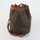 CELINE Macadam Canvas Shoulder Bag PVC Leather 3 Set Red Brown Auth fm4983-17