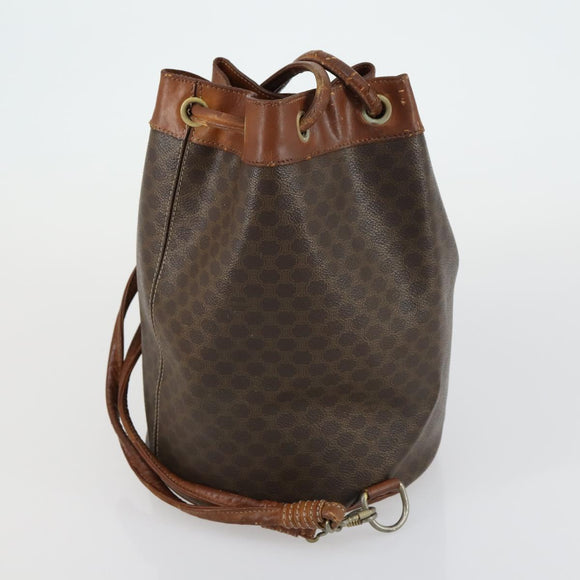 CELINE Macadam Canvas Shoulder Bag PVC Leather 3 Set Red Brown Auth fm4983