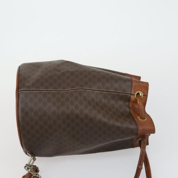 CELINE Macadam Canvas Shoulder Bag PVC Leather 3 Set Red Brown Auth fm4983