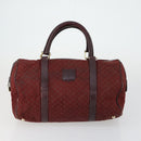 CELINE Macadam Canvas Shoulder Bag PVC Leather 3 Set Red Brown Auth fm4983-2