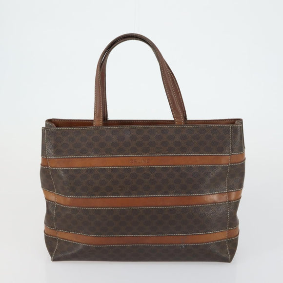 CELINE Macadam Canvas Shoulder Bag PVC Leather 3 Set Red Brown Auth fm4983