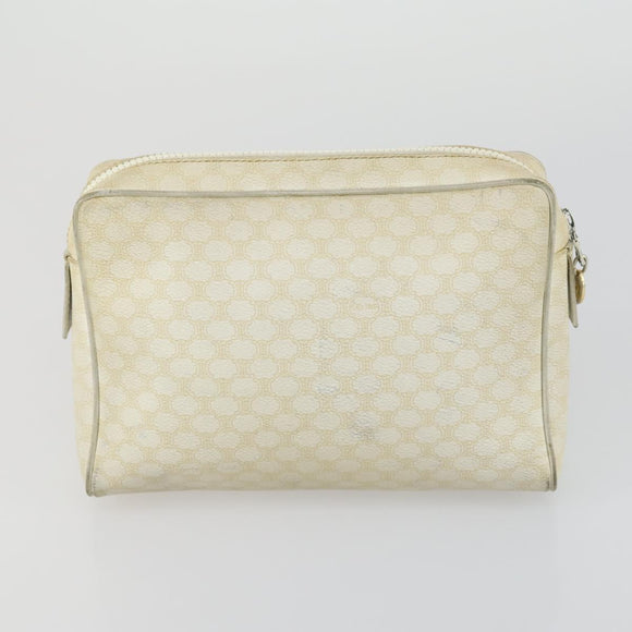 CELINE Macadam Canvas Clutch Bag PVC Leather 4 Set Beige White Auth fm4984