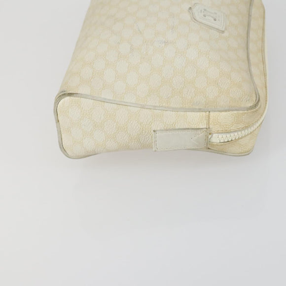 CELINE Macadam Canvas Clutch Bag PVC Leather 4 Set Beige White Auth fm4984