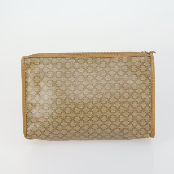 CELINE Macadam Canvas Clutch Bag PVC Leather 4 Set Beige White Auth fm4984