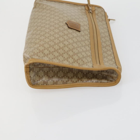 CELINE Macadam Canvas Clutch Bag PVC Leather 4 Set Beige White Auth fm4984