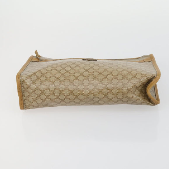 CELINE Macadam Canvas Clutch Bag PVC Leather 4 Set Beige White Auth fm4984