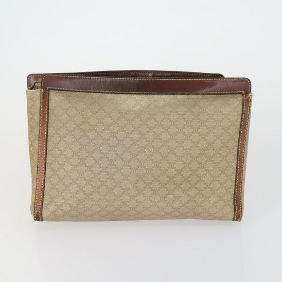 CELINE Macadam Canvas Clutch Bag PVC Leather 4 Set Beige White Auth fm4984