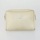 CELINE Macadam Canvas Clutch Bag PVC Leather 4 Set Beige White Auth fm4984-9