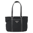 PRADA Tote Bag Nylon Leather Black Silver Auth fm4986-2