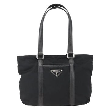 PRADA Tote Bag Nylon Leather Black Silver Auth fm4986 - 0