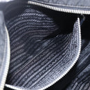 PRADA Tote Bag Nylon Leather Black Silver Auth fm4986-21