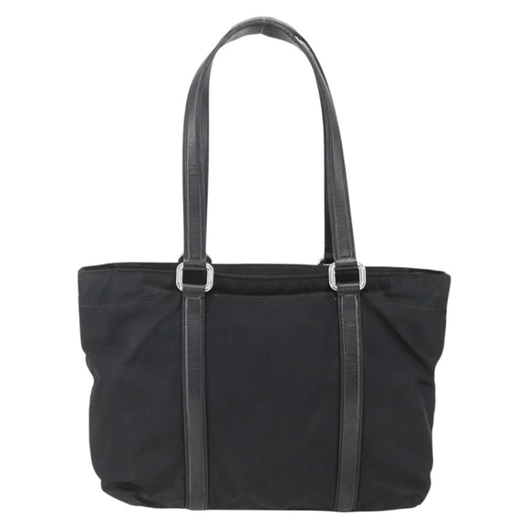 PRADA Tote Bag Nylon Leather Black Silver Auth fm4986