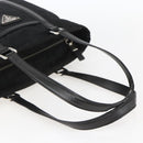 PRADA Tote Bag Nylon Leather Black Silver Auth fm4986-7