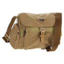 PRADA Shoulder Bag Nylon Khaki Silver Auth fm4987-1