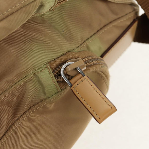 PRADA Shoulder Bag Nylon Khaki Silver Auth fm4987