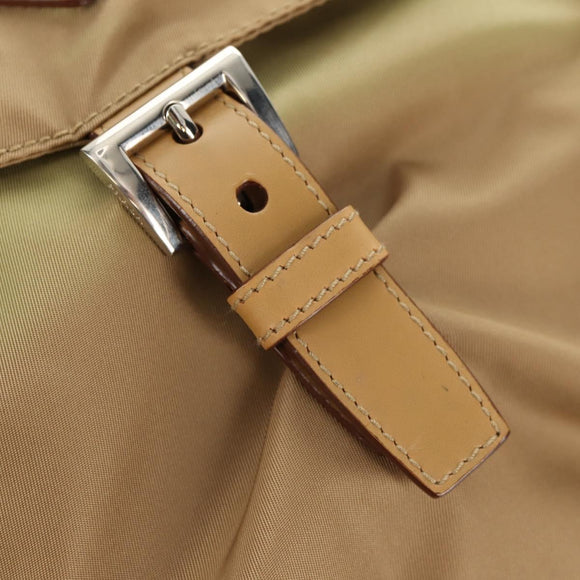 PRADA Shoulder Bag Nylon Khaki Silver Auth fm4987
