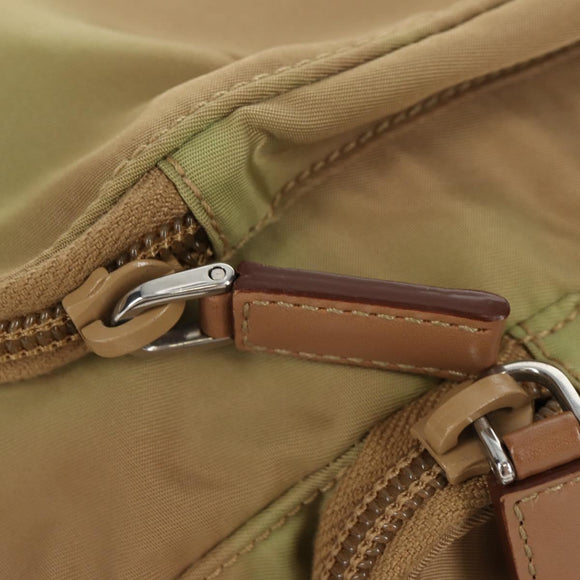 PRADA Shoulder Bag Nylon Khaki Silver Auth fm4987