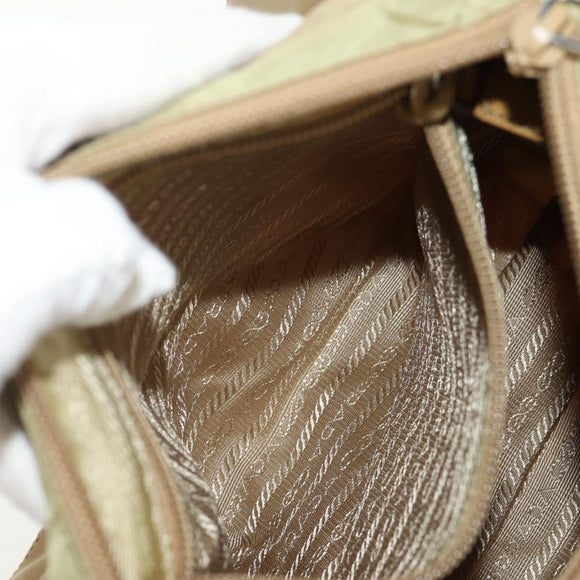 PRADA Shoulder Bag Nylon Khaki Silver Auth fm4987