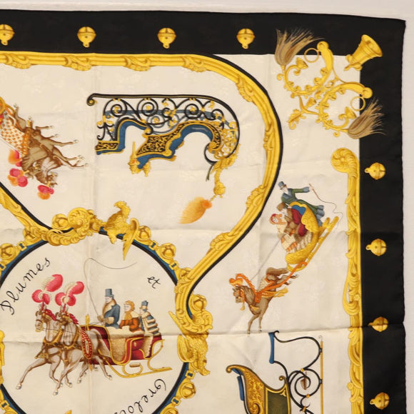 HERMES Carre 90 Scarf Silk 2 Set Blue Black Auth fm4989