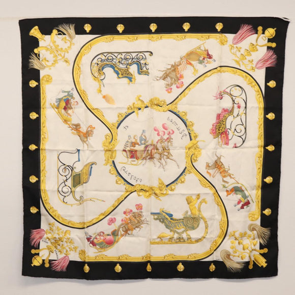 HERMES Carre 90 Scarf Silk 2 Set Blue Black Auth fm4989