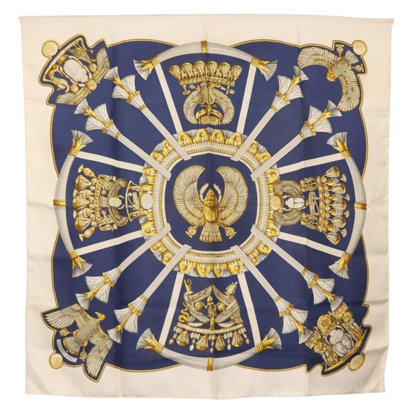 HERMES Carre 90 Scarf Silk 2 Set Blue Black Auth fm4989