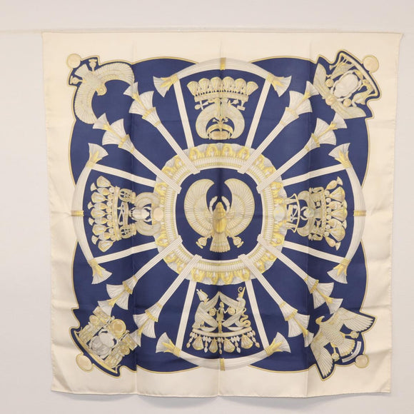 HERMES Carre 90 Scarf Silk 2 Set Blue Black Auth fm4989