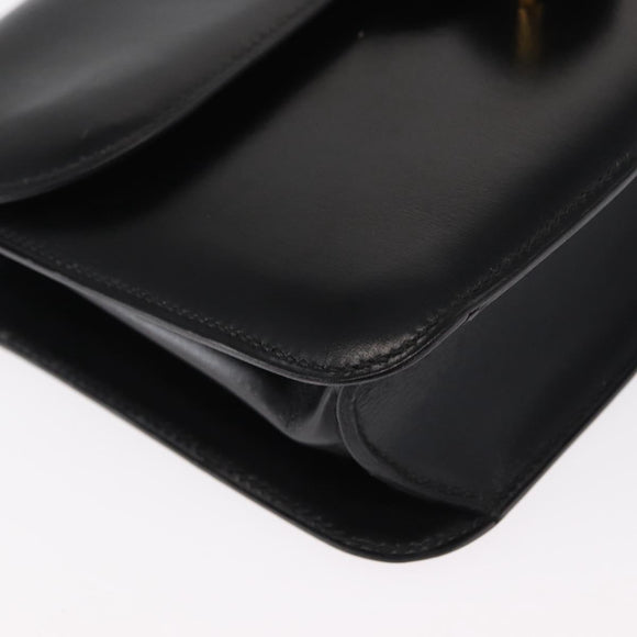HERMES Dolly Schultertasche Leder Schwarz Gold Auth fm4990