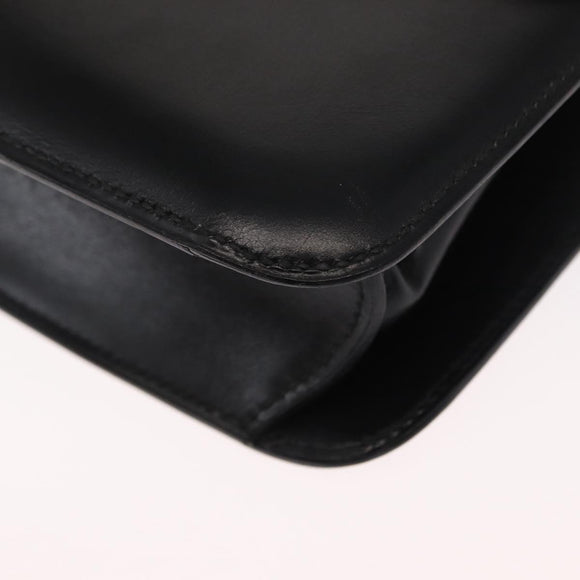 HERMES Dolly Shoulder Bag Leather Black Gold Auth fm4990