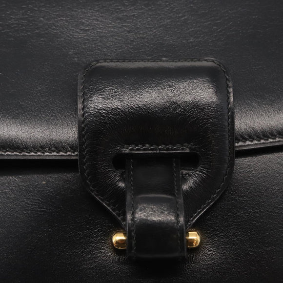 HERMES Dolly Schultertasche Leder Schwarz Gold Auth fm4990