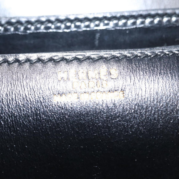 HERMES Dolly Shoulder Bag Leather Black Gold Auth fm4990