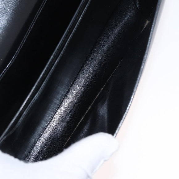 HERMES Dolly Shoulder Bag Leather Black Gold Auth fm4990