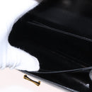 HERMES Dolly Shoulder Bag Leather Black Gold Auth fm4990-20