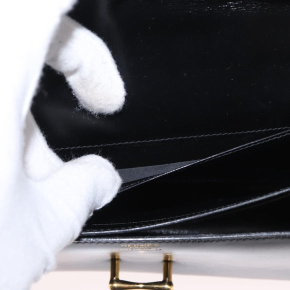 HERMES Dolly Shoulder Bag Leather Black Gold Auth fm4990