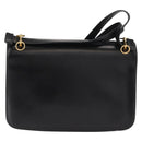 HERMES Dolly Shoulder Bag Leather Black Gold Auth fm4990-3