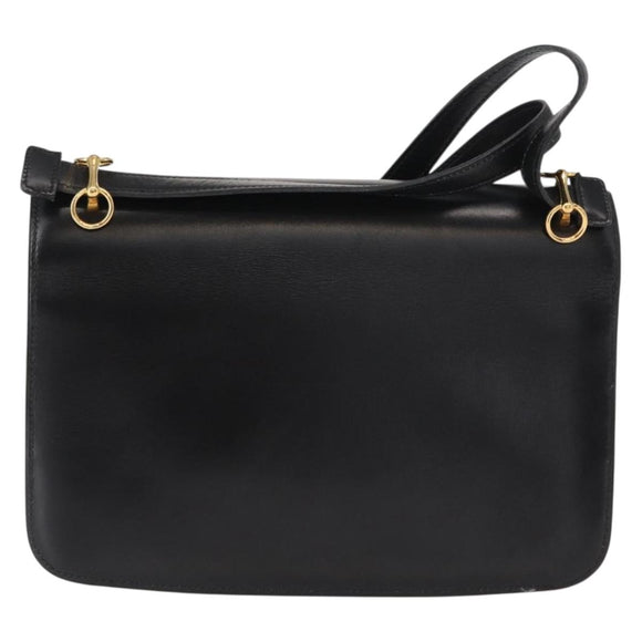 HERMES Dolly Schultertasche Leder Schwarz Gold Auth fm4990