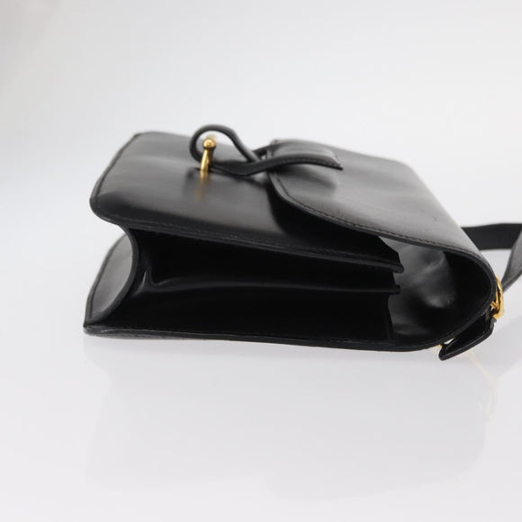 HERMES Dolly Schultertasche Leder Schwarz Gold Auth fm4990