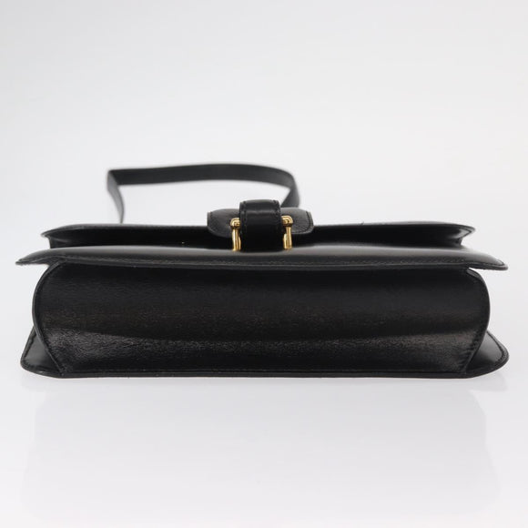 HERMES Dolly Schultertasche Leder Schwarz Gold Auth fm4990