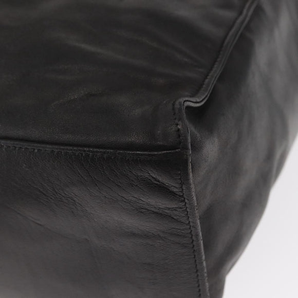 CHANEL COCO Mark Chain Shoulder Bag Leather Black Gold CC Auth fm4991