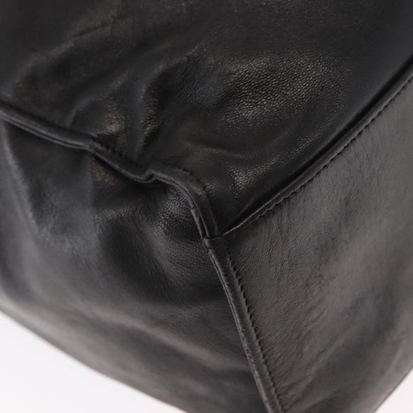 CHANEL COCO Mark Chain Shoulder Bag Leather Black Gold CC Auth fm4991