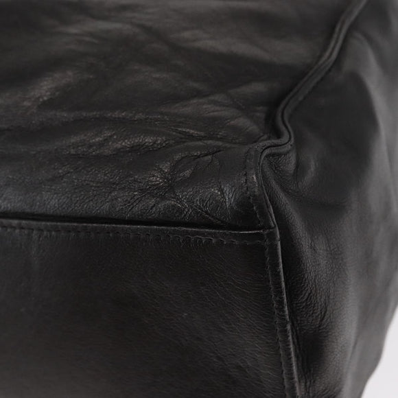 CHANEL COCO Mark Chain Shoulder Bag Leather Black Gold CC Auth fm4991