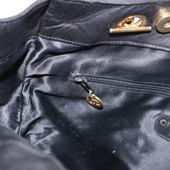 CHANEL COCO Mark Chain Shoulder Bag Leather Black Gold CC Auth fm4991