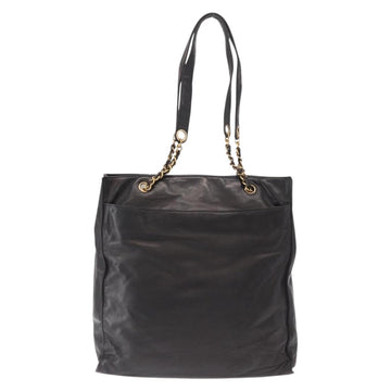 CHANEL COCO Mark Chain Shoulder Bag Leather Black Gold CC Auth fm4991 - 0